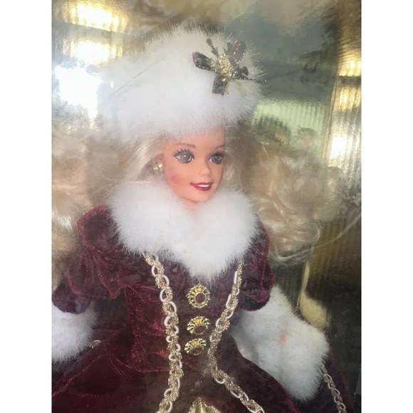 Happy Holidays Barbie Special Edition 1996 Mattel #15646 Violet Eyes Nrfb New - Picture 3 of 12